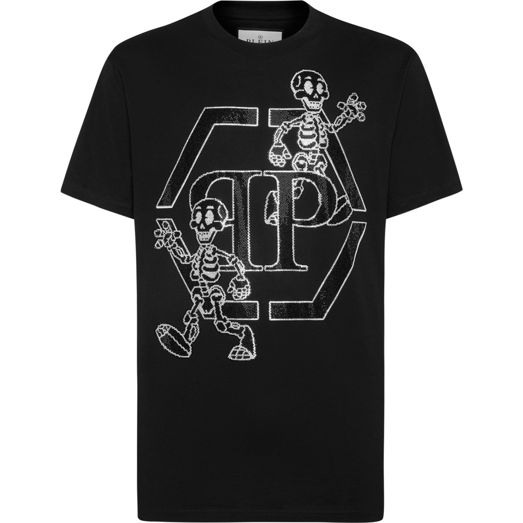 PHILIPP PLEIN Camiseta de cuello redondo y manga corta SKELETON