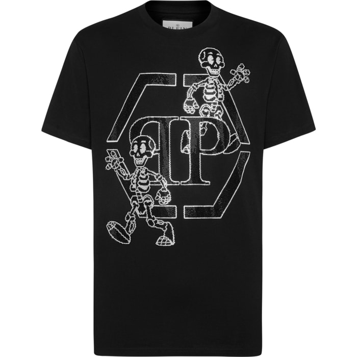 PHILIPP PLEIN Camiseta de cuello redondo y manga corta SKELETON