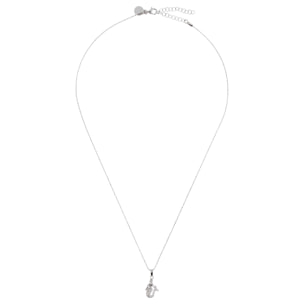 Collana in Argento 925 placcato Platino con Catena a Palline e Pendente Sirena con Cubic Zirconia