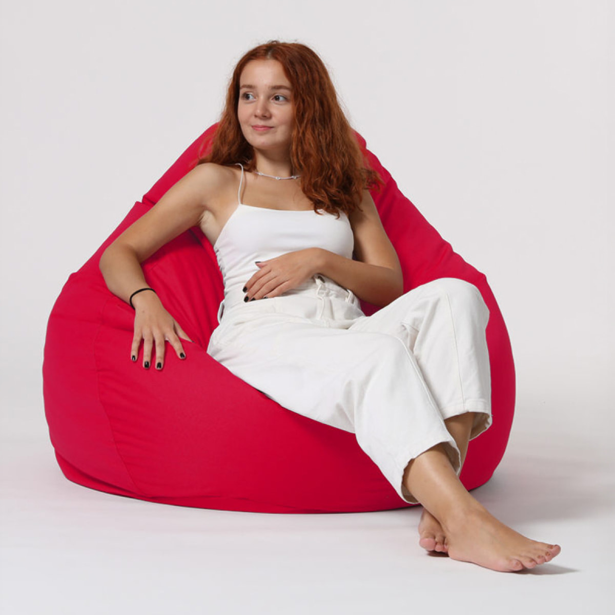 Pouf poire d'extérieur 130x115cm rouge KAYAR