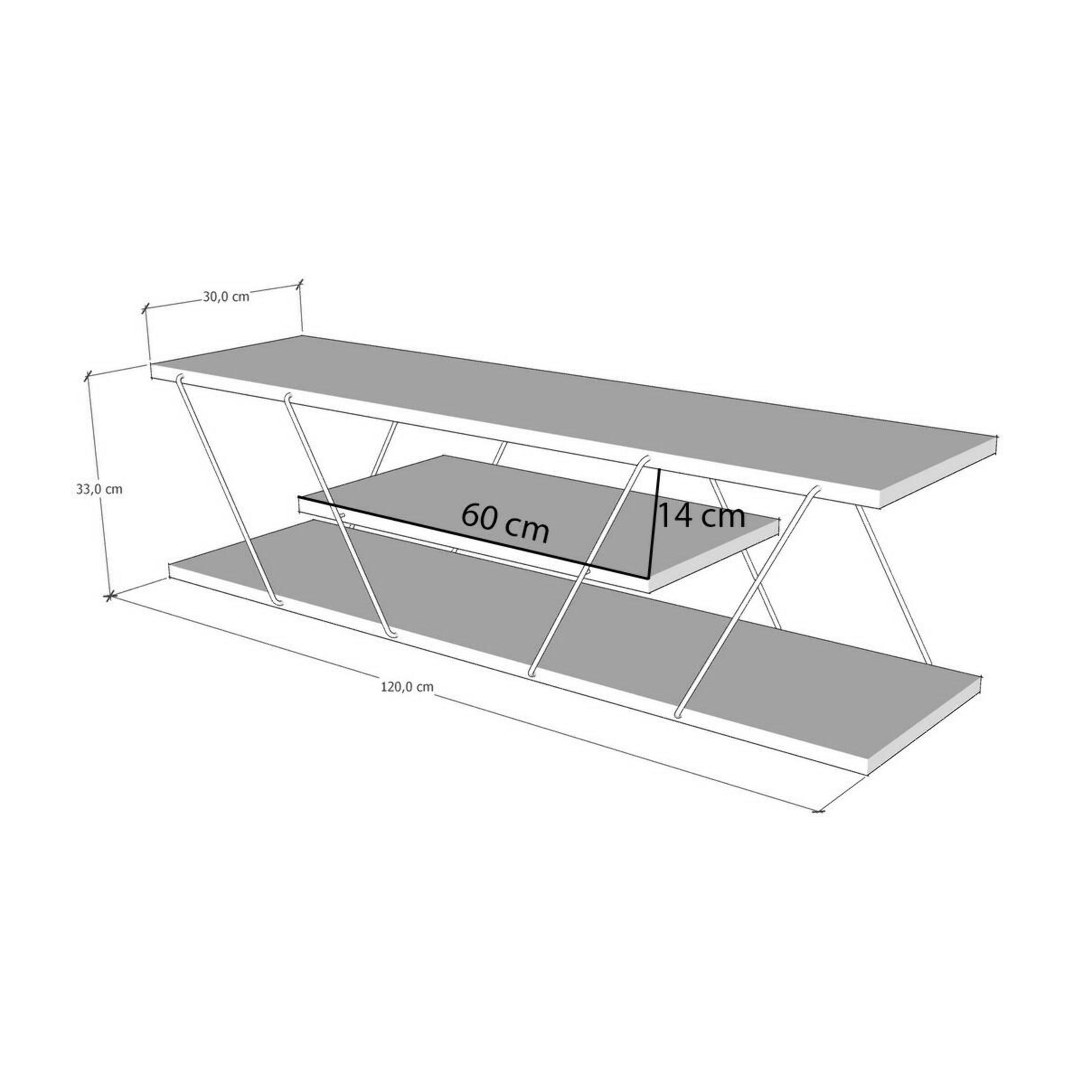 Mobile porta TV Dmustaph, Credenza da soggiorno, Armadio basso per TV, Base parete attrezzata, 120x30h33 cm, Nero e Noce