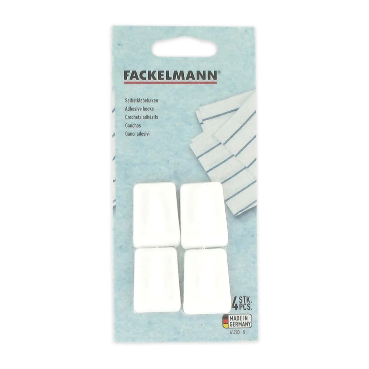 Lot de 4 crochets muraux adhésifs blancs Fackelmann Tecno