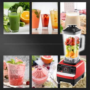 Batidora de vaso 2L, 4300W, 6 cuchillas de acero inox, pica hielo, Smoothies, zumos. Super alta resistencia, 15 vel.