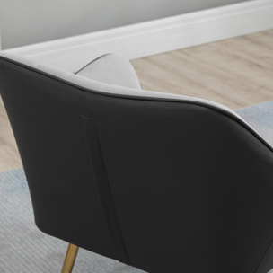 Butaca de Salón Sillón de Salón Tapizado en Cuero Sintético y Terciopelo con Reposabrazos Patas Doradas y Marco de Acero Butaca para Dormitorio Sala de Estar Carga 120 kg Gris