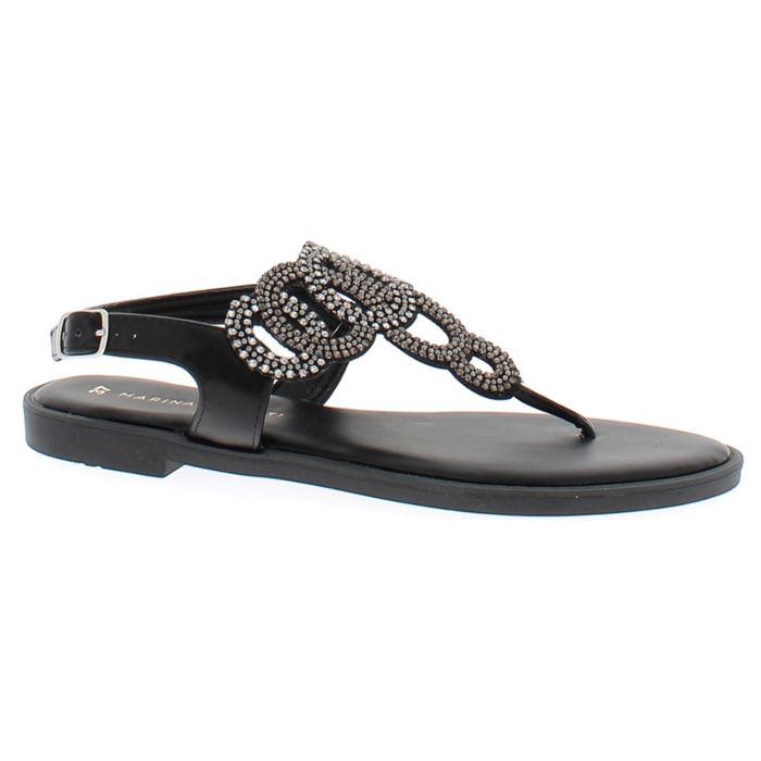 Marina Galanti Scarpe Donna Flat Sandals Flip-Flop Jewel MG 1E168 Black