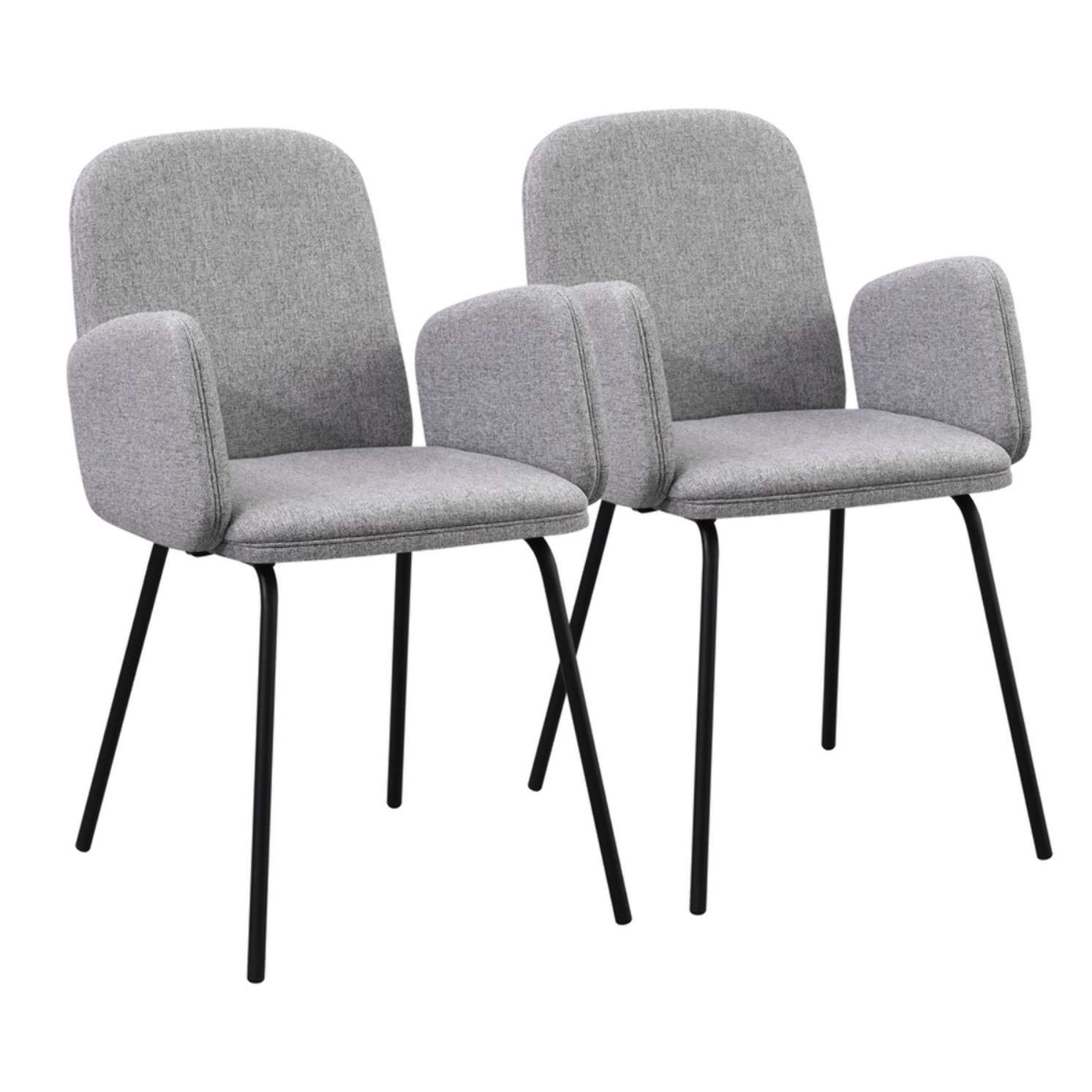 Sedie con braccioli grigio chiaro e gambe nere in metallo - Kendal