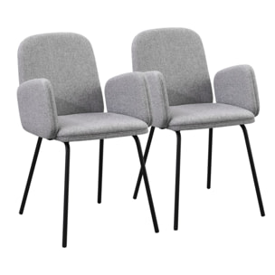 Sedie con braccioli grigio chiaro e gambe nere in metallo - Kendal