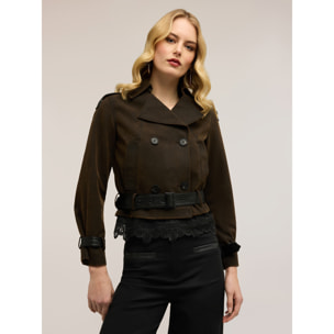 Motivi - Giacca chiodo in tessuto coated - Marrone