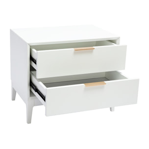 Table de chevet blanche mat et métal doré avec rangements GIANA