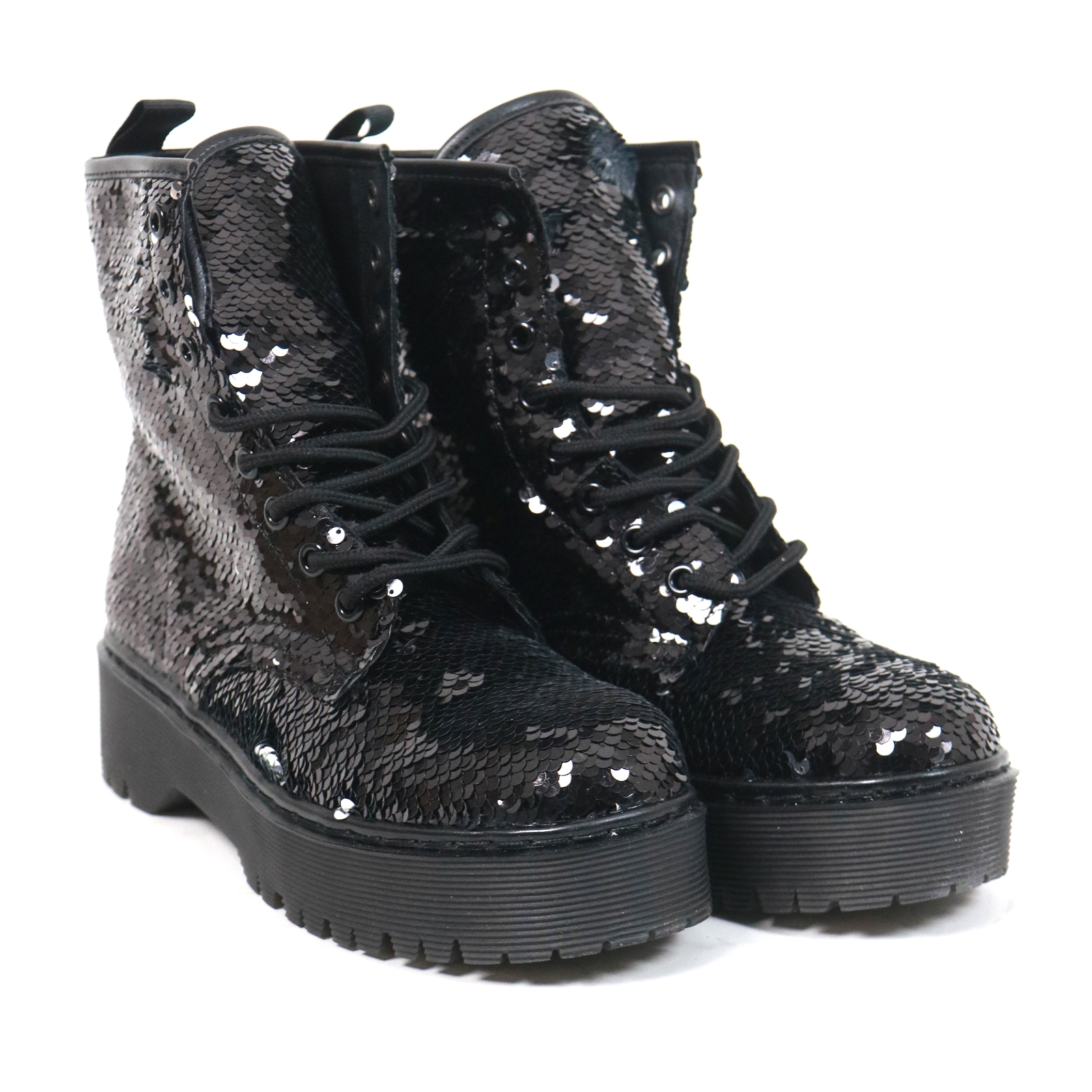 ANFIBIO FLATFORM CHOCOLA' PAILLETTES NERO