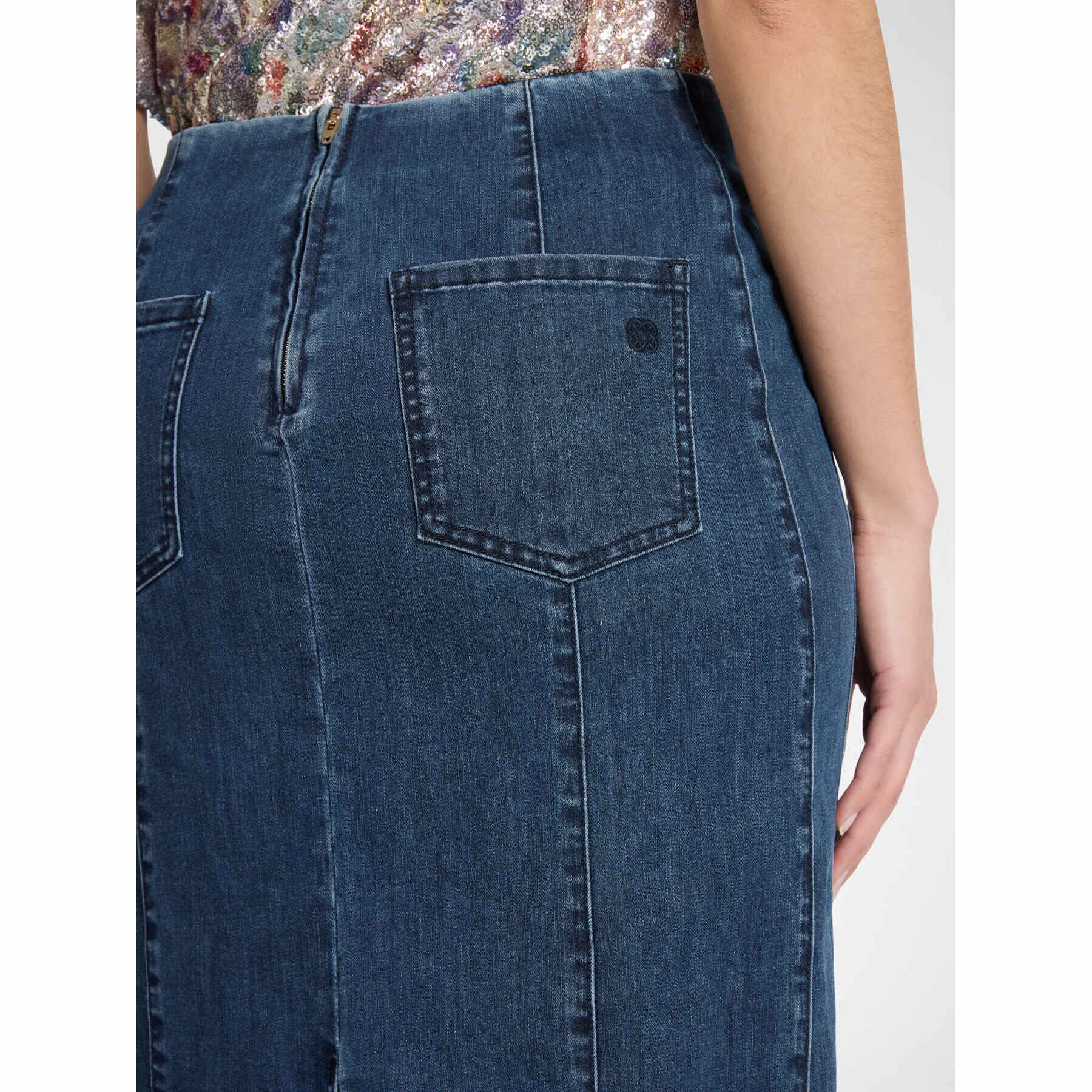 Elena Mirò - Falda midi de denim - Azul