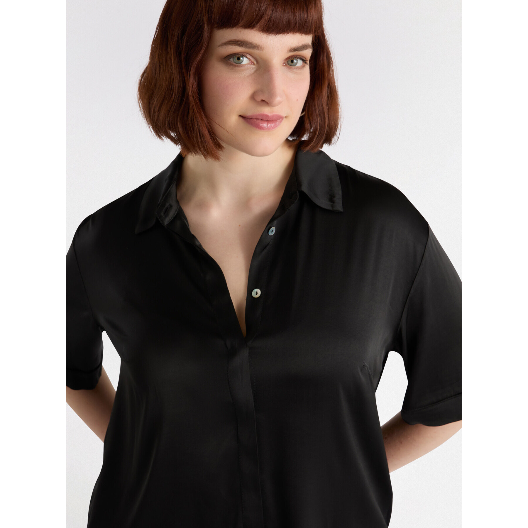 Fiorella Rubino - Camicia in raso stretch - Nero