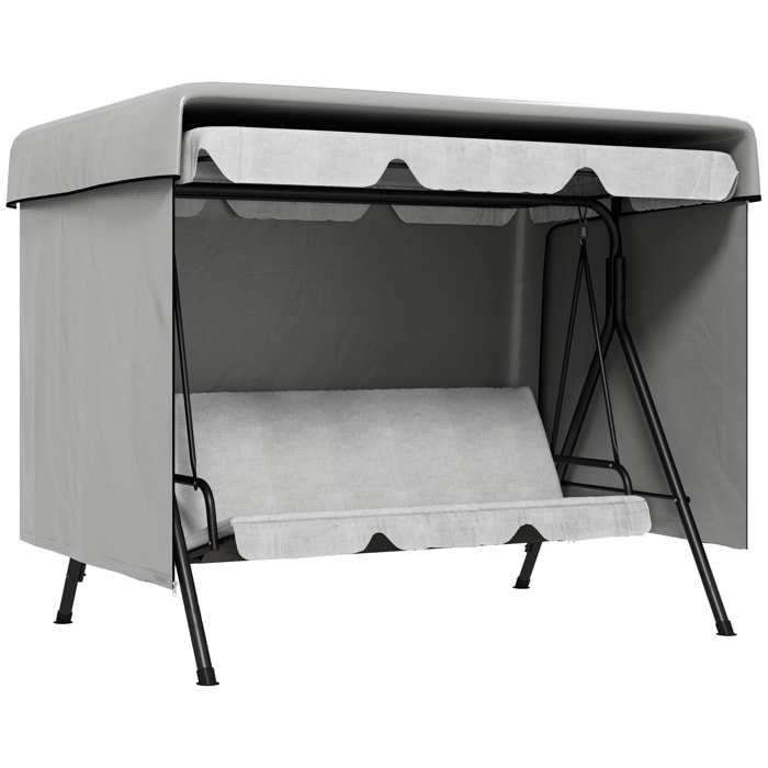 Outsunny Funda Balancín Jardín, Funda Columpio Jardín Exterior, Cubierta de Columpio con Cremallera, Impermeable, 215x155x150 cm, Gris Claro