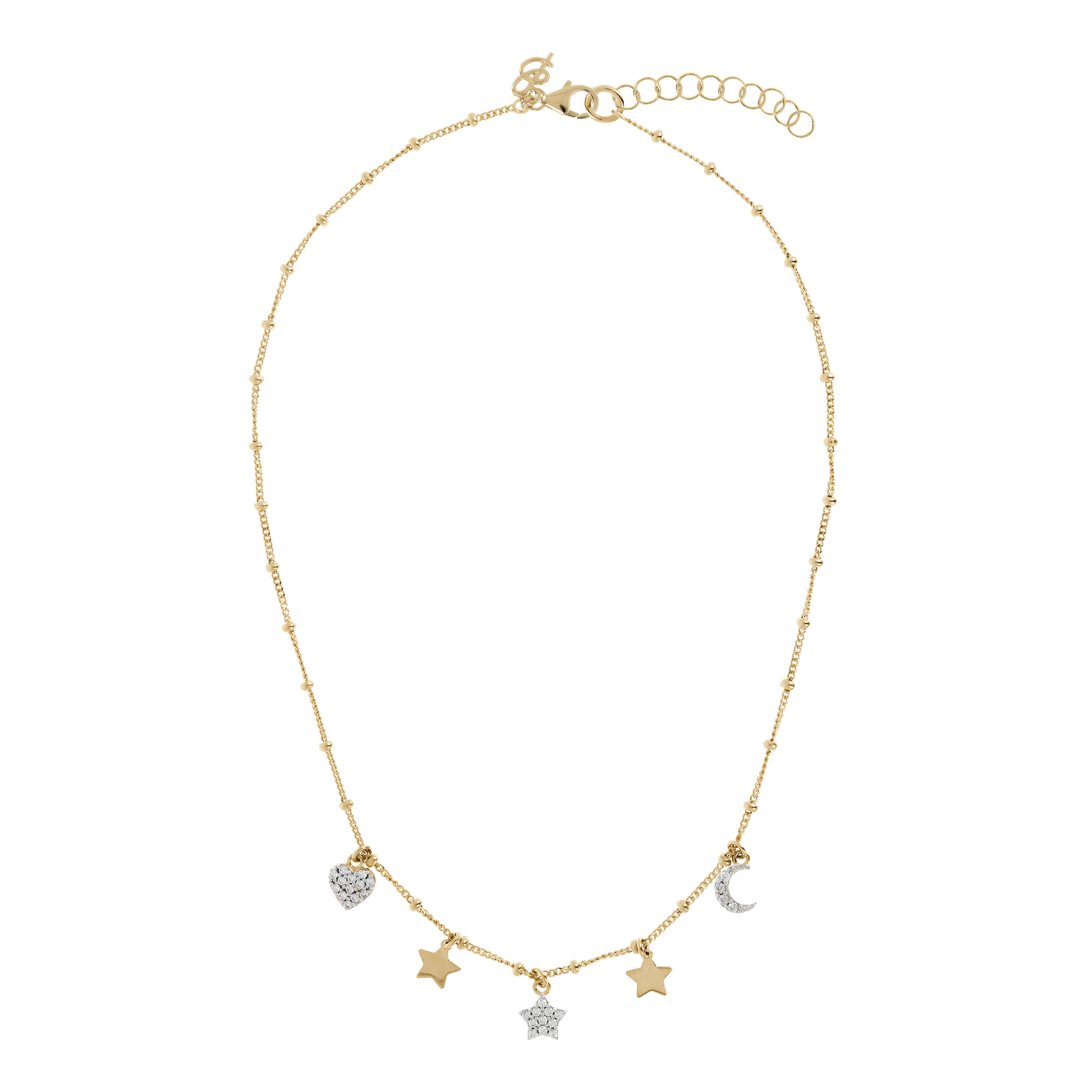 Collana Golden con Charms e Pavé in Cubic Zirconia