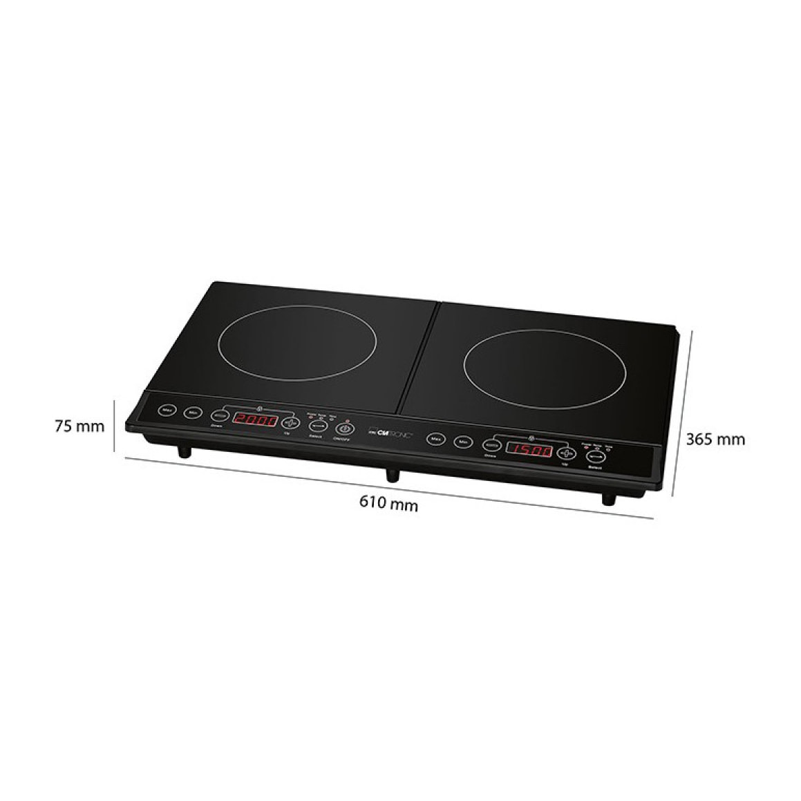 Plaque chauffante double à induction Clatronic DKI 3609 Noir