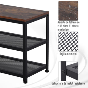 Zapatero para Recibidor con Asiento de Metal 70x30x48 cm Negro