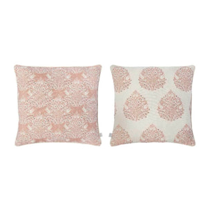 2 Fundas de cojín de algodón BLUE LEAF C 50x50 cm . Disponible en varios colores.