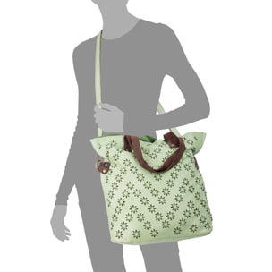 Badia bolso shopper mujer. Piel auténtica Napa con diseño de estrellas perforadas.