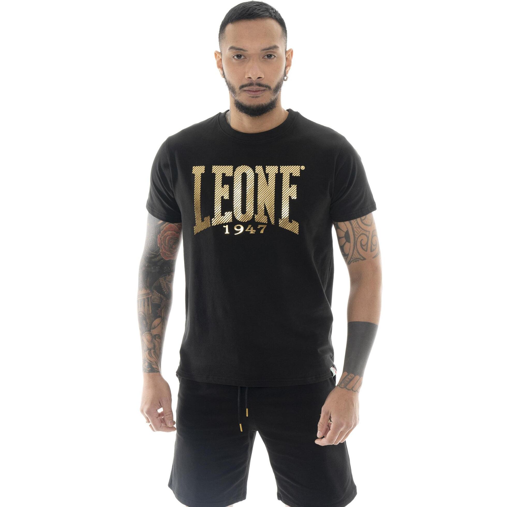 Camiseta de hombre Leone Stripe Gold de manga corta en algodón elástico