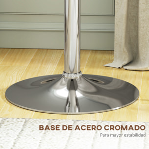 Mesa de Bar Redonda con Altura Ajustable 67-93 cm Mesa Alta de Bar con Tablero Ø63 cm Giratoria 360° con Base Redonda de Metal Cromado para Bistró Cocina Comedor Blanco
