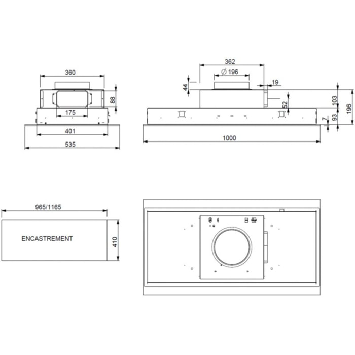 Hotte plafond ROBLIN CONFIDENCE 1000 N/M