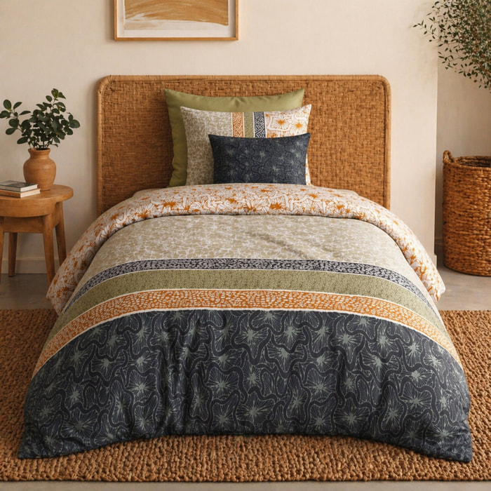 Parure percale housse de couette 100% coton 71fils bella