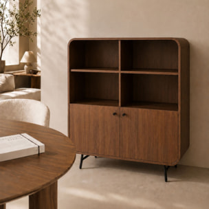 Bahut haut 2 portes effet bois marron OREE