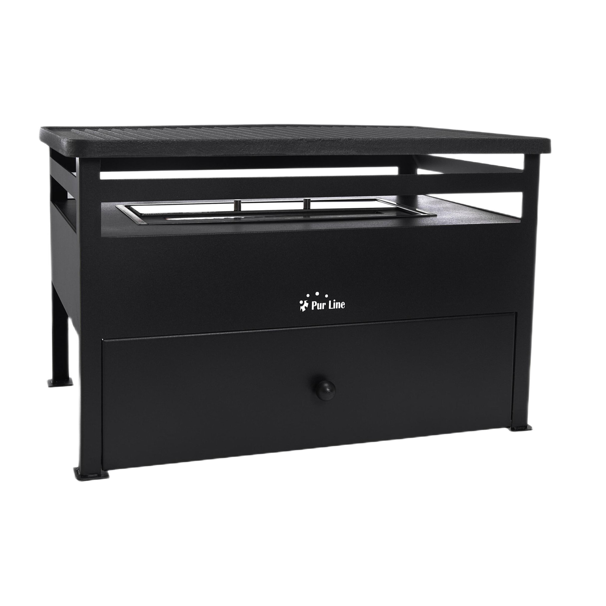 Barbacoa de etanol 1.5L acero rojo y plancha rectangular de hierro BB02 PURLINE