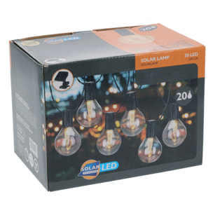 Set de luces led blancas cálidas de fiesta transparentes - panel solar y batería recargable incluida