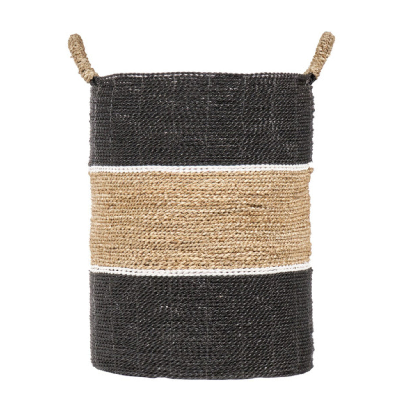 Panier rond en jonc de mer et raphia - HOOK