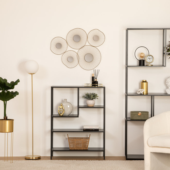 Déco murale 5 miroirs doré 78x58cm