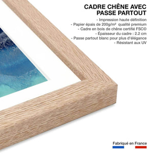 Poster red blue contrast Affiche sous cadre bois