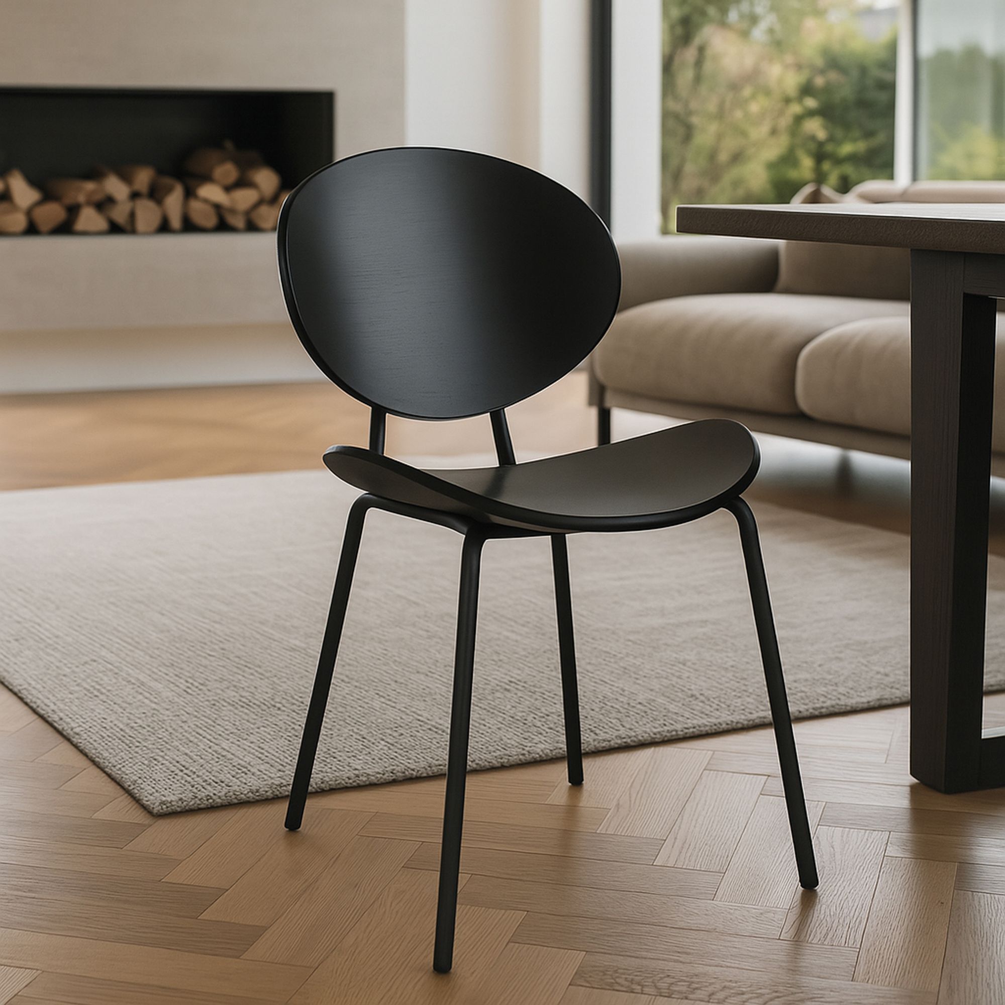 Lot de 2 chaises en bois et pieds en métal noir GASPARD