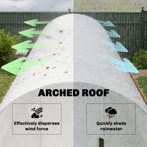 Serre tunnel de jardin 24 m² porte 12 fenêtres acier PE blanc