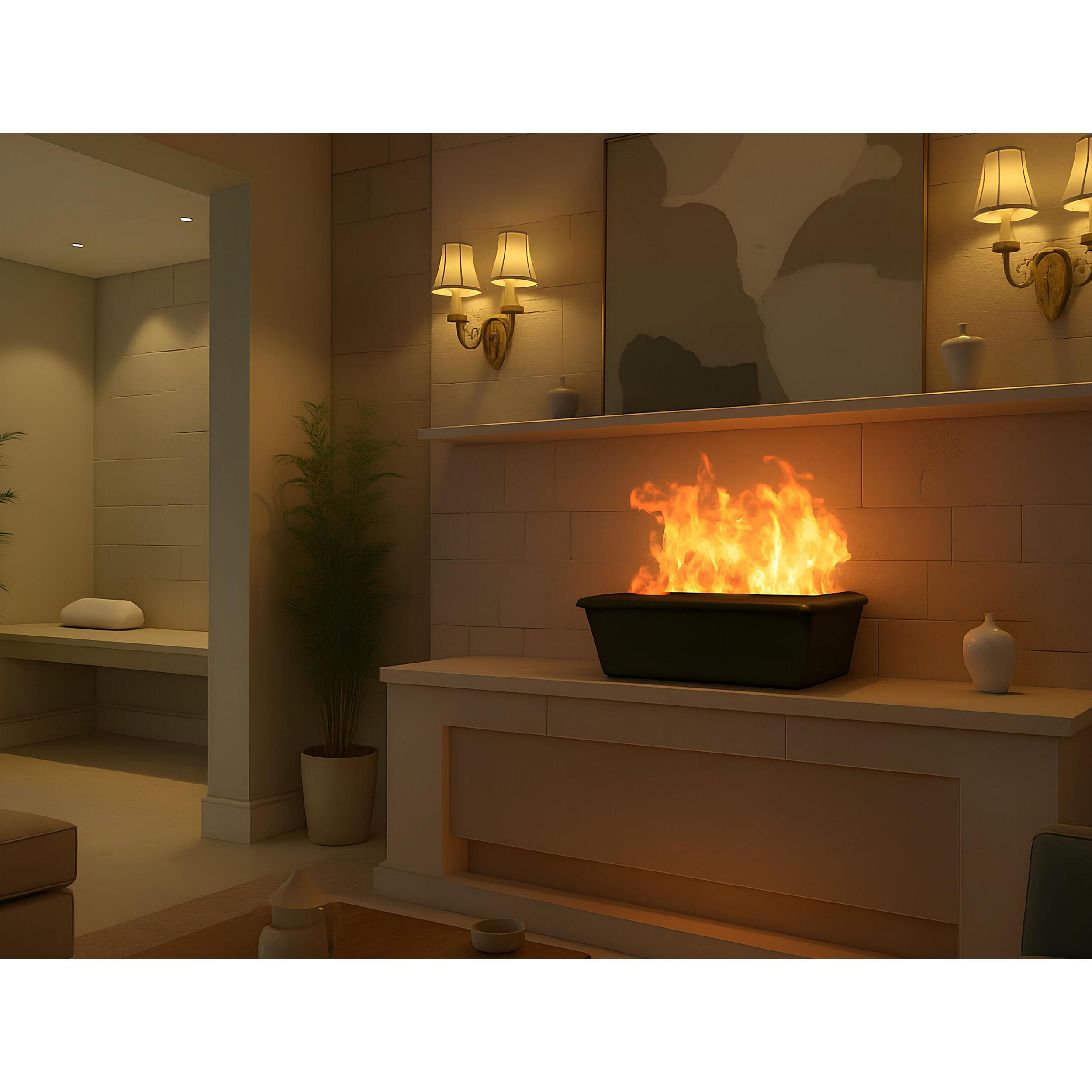 Cheminée décorative à flamme simulée format compact