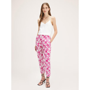 Motivi - Pantalones regular con estampado floral - Fuchsia