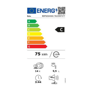 Lave vaisselle 60 cm BEKO BDFN26446G