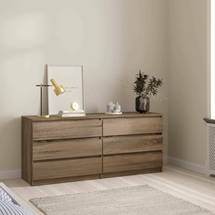 Cassettiera Aci, Settimino multiuso, Comò camera da letto, Mobile con cassetti, 154x50 h70 cm, Rovere