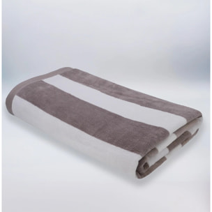 Serviette de plage éponge velours Jacquard - Bahia Taupe - 100x175cm - 470g/m²