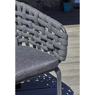 CAMARGUE - Lot de 2 fauteuil de jardin en corde tissée et aluminium anthracite