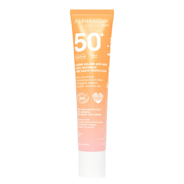 Sun SPF50+ - Crème Solaire Anti Age 100% Naturelle Bio