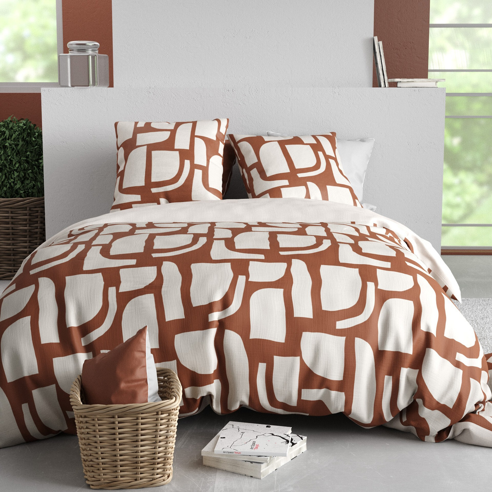 Parure Housse De Couette 3pcs 100% Coton 57 Fils OUMY