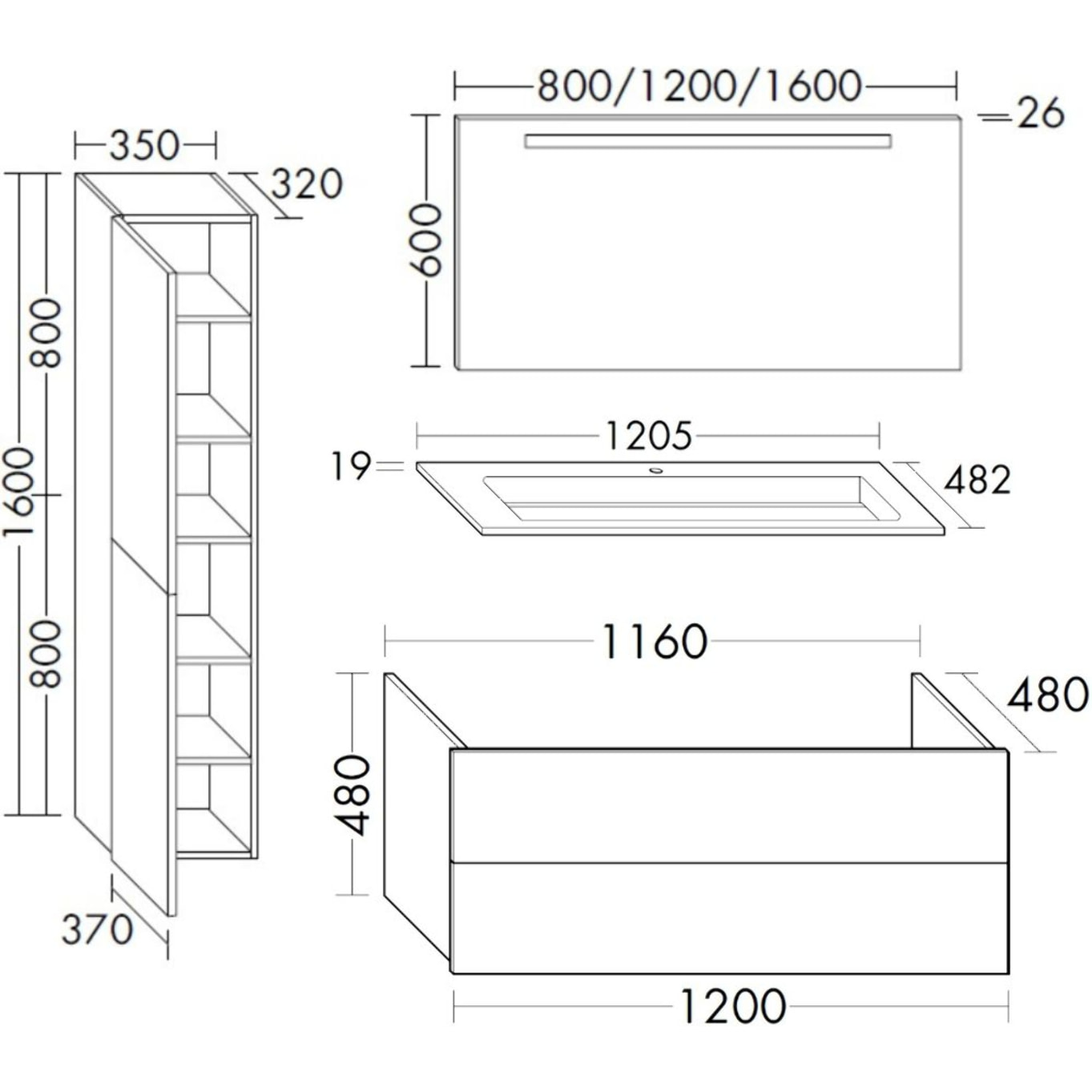 Meuble vasque 120 cm BURGBAD Cosmo chêne cachemire + miroir + colonne