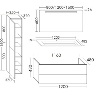 Meuble vasque 120 cm BURGBAD Cosmo chêne cachemire + miroir + colonne