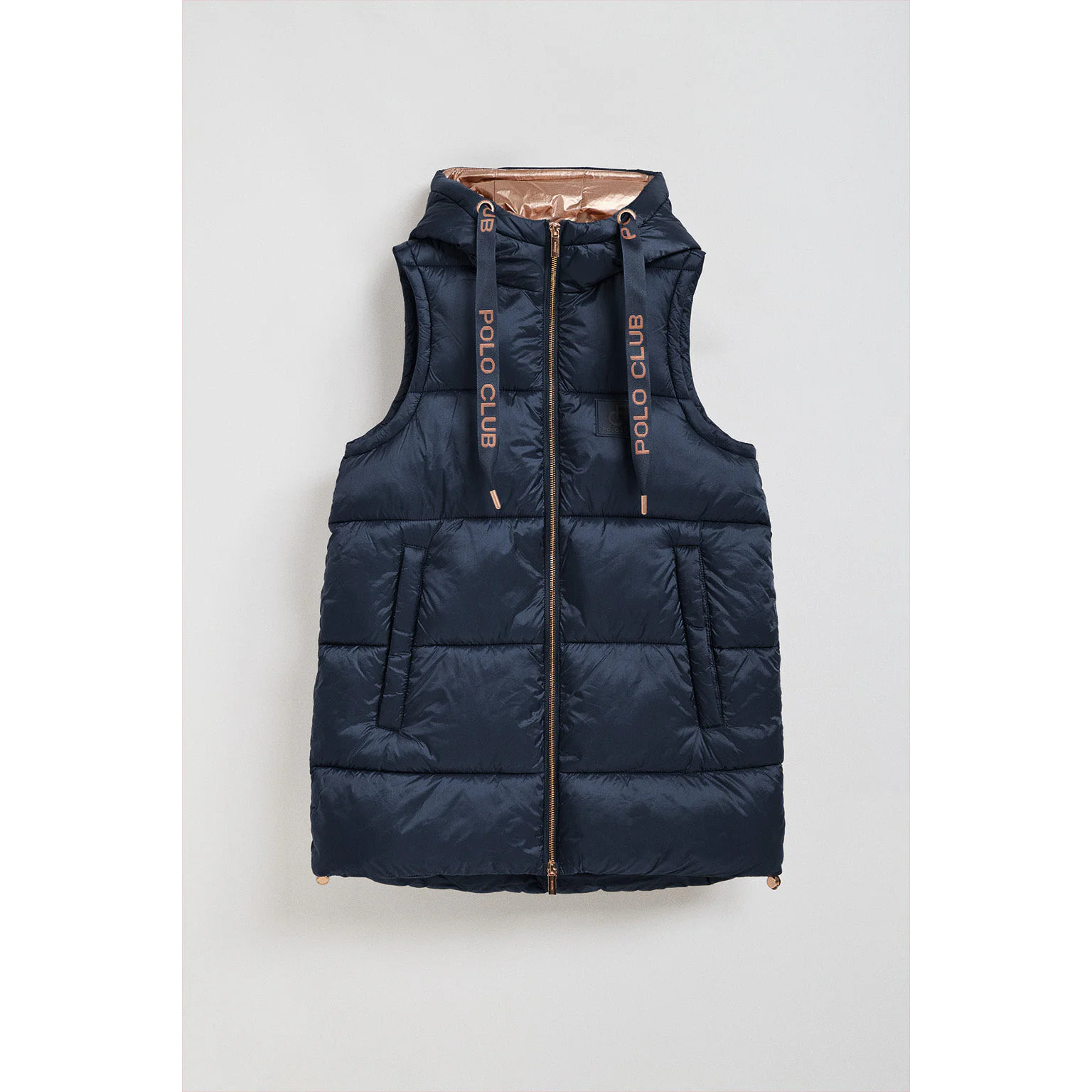 Gilet trapuntato Ice blu marino con cappuccio fisso e particolari Polo Club