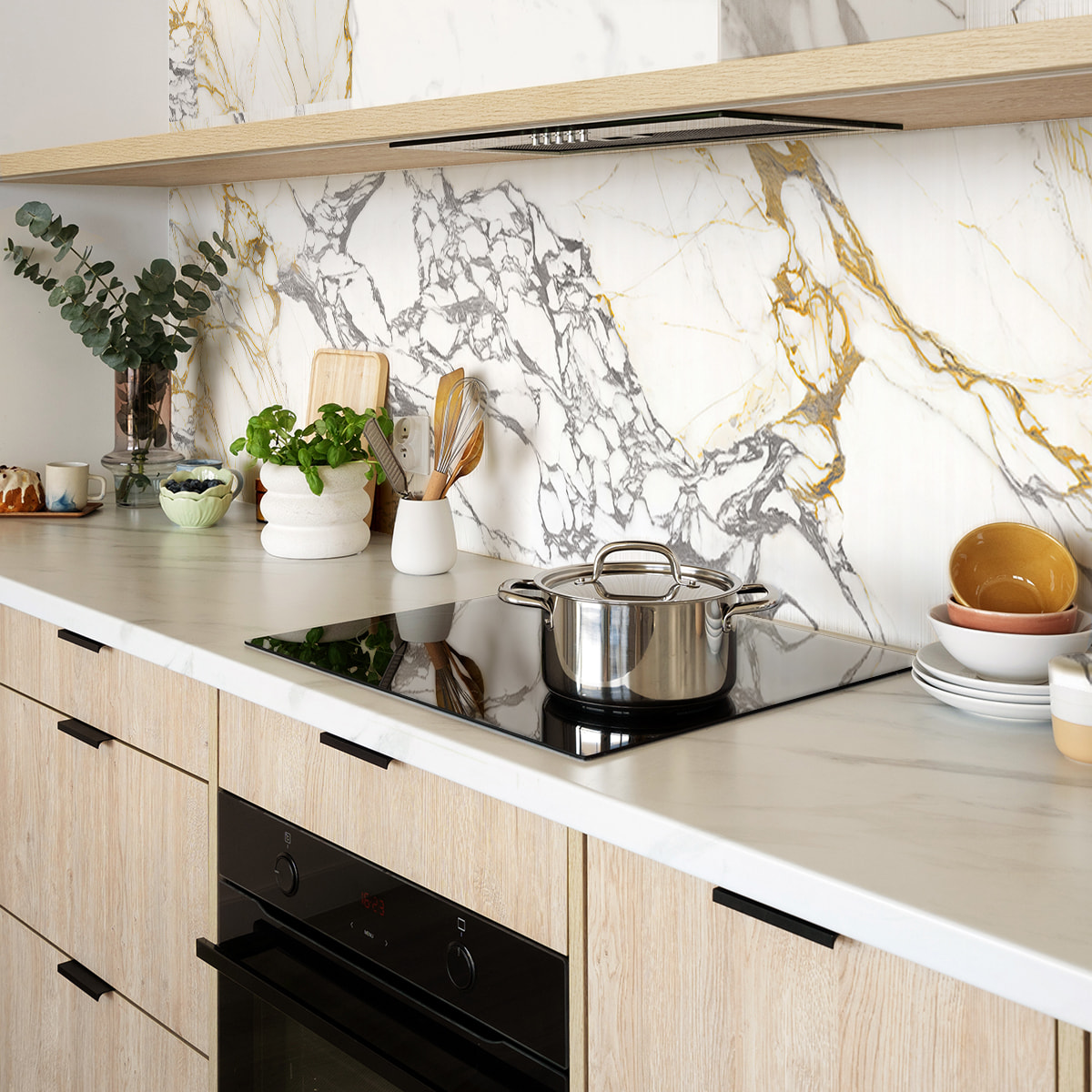 Sticker crédence adhésive - MARBRE BLANC - 60x200cm