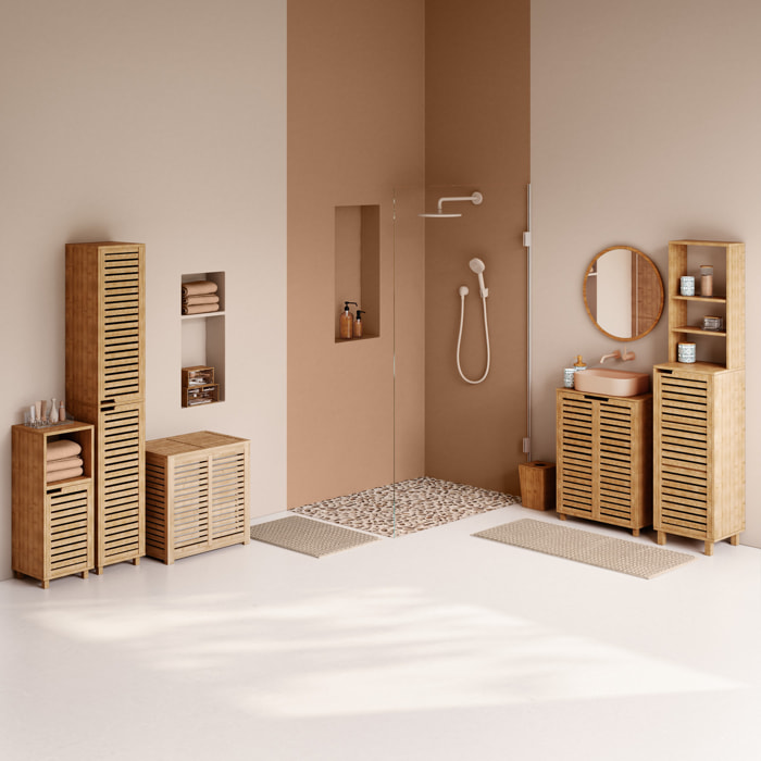 Meuble colonne 1 porte Bambou Sicela