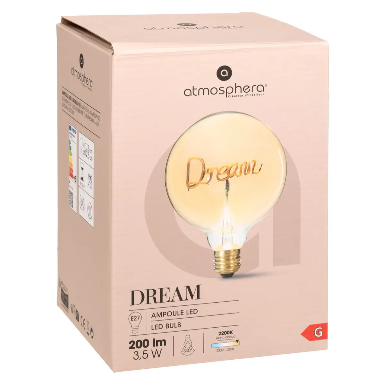 Ampoule LED mot "Dream" ambrée E27