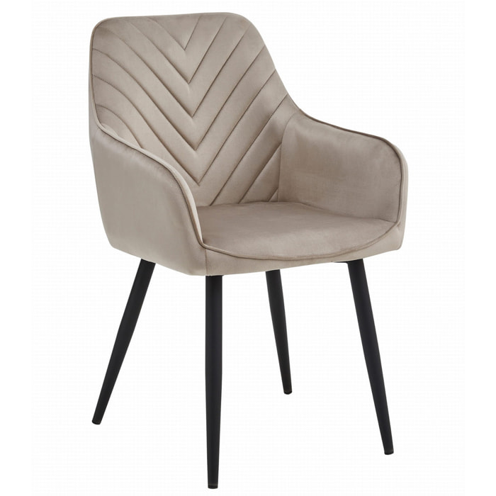 Set di 2 sedie Nana in velluto beige con gambe nere