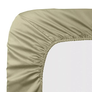 Drap housse b30 satin de coton uni beige Ava uni glaise